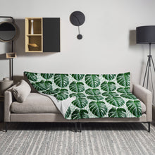 Įkelti vaizdą į galerijos rodinį, zalios spalvos jaukus dekis su dideliais lapais