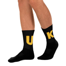 Įkelti vaizdą į galerijos rodinį, Juodos kojinės su geltonimis raidėmis / f1 - dovanos.online